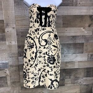 NWT Tibi Cream Black Silk Paisley Print Strapless